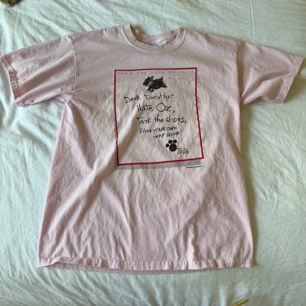 90's Pink Wizard of Oz Toto Dear Dorothy T-Shirt Large‎ Distressed